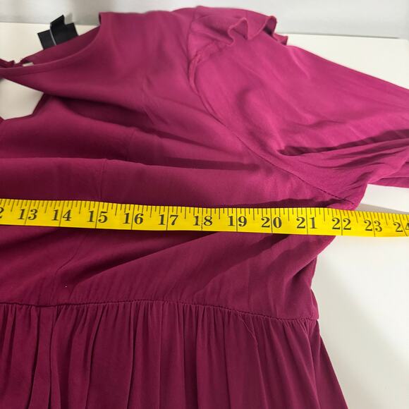 Torrid Dress 2X Wine Tiered Ruffle Keyhole Purple Boho Fall Minimalist - Picture 15 of 15